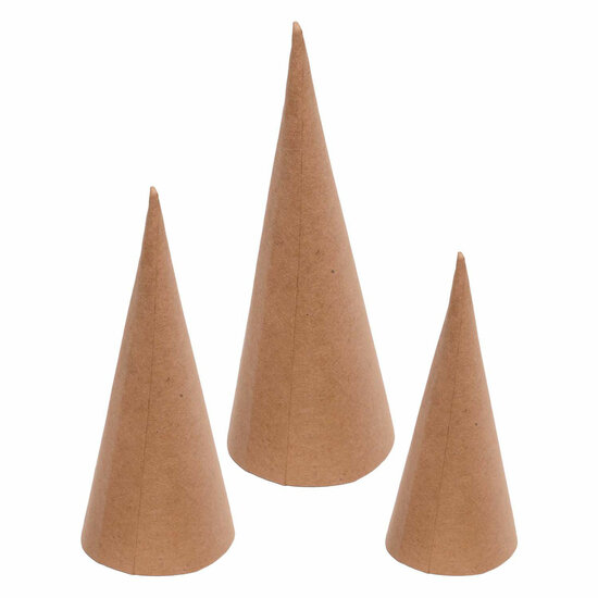 Colorations - Papier-mache Kegels - 8, 10, 12 cm, 30st.
