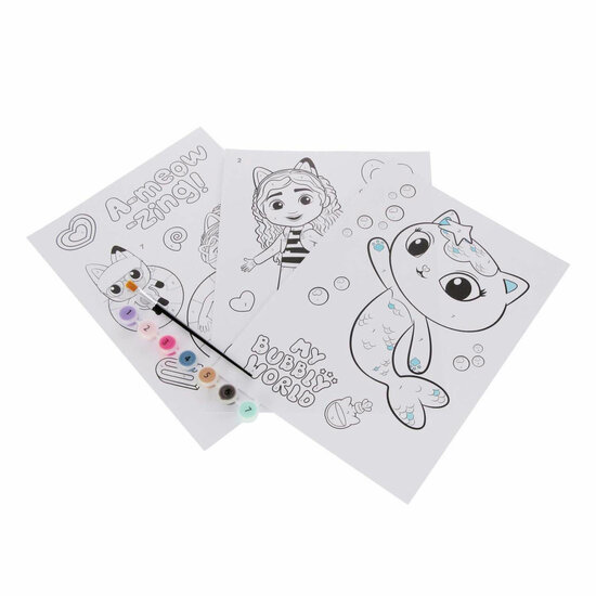 Gabby's Poppenhuis - Schilderen op Nummer - incl. 7 Kleuren Verf en Penseel