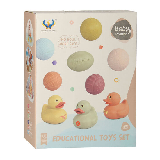 Badspeelgoed Set Met Sensorische Badballen &amp; Badeendjes Pastel