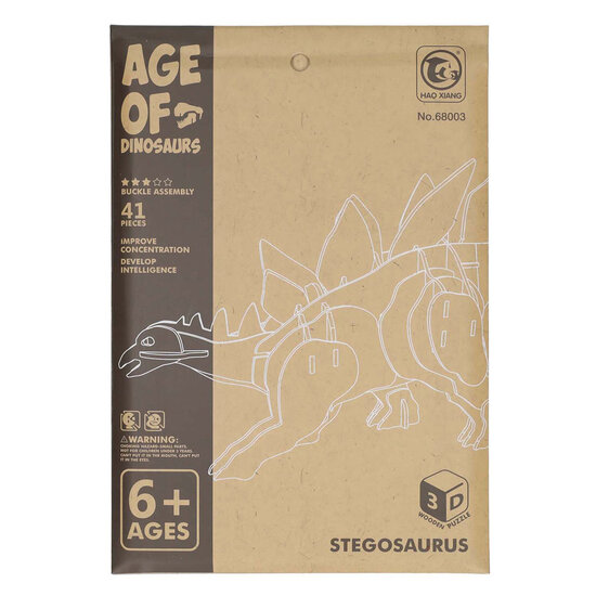 Houten Bouwpakket Dino 3D Stegosaurus