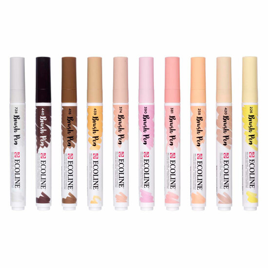 Ecoline Brush Pen set Portret, 10 Kleuren