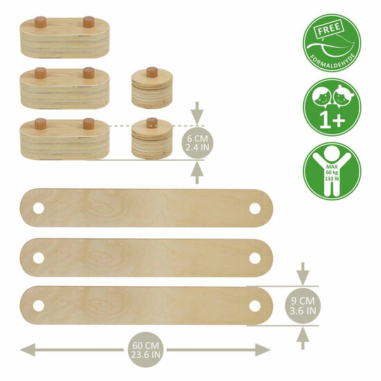 Houten Balanscircuitset, 8dlg.