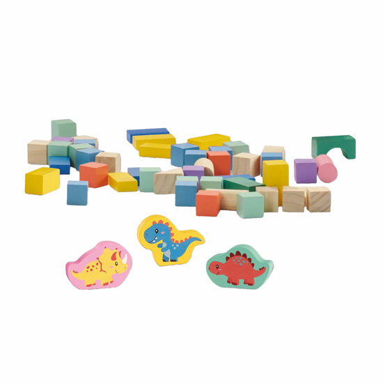 SES Houten Bouwblokken Dino's, 50st.
