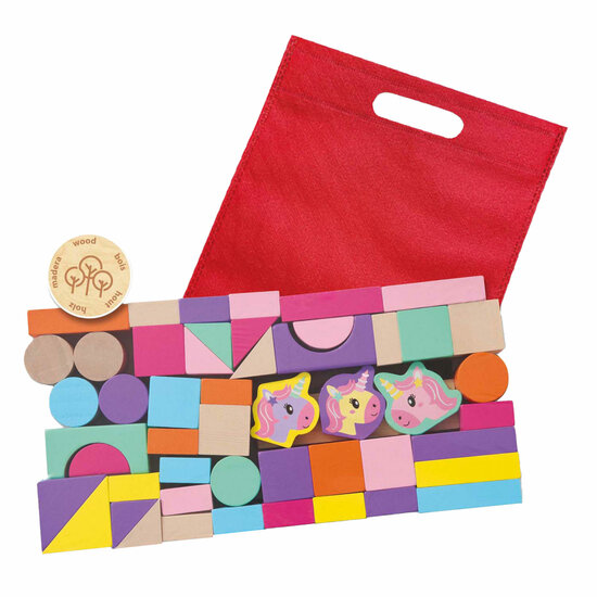 SES Houten Bouwblokken Eenhoorn, 52st.