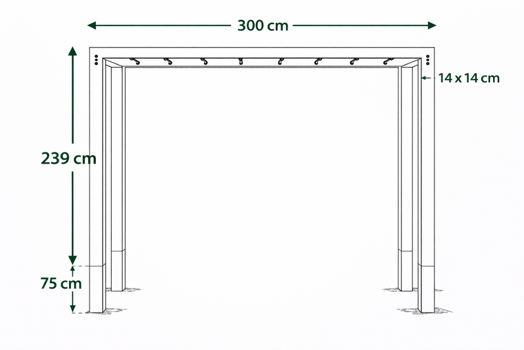 Robuuste Douglas Pergola Schommel met Rekstokken &ndash; 300 cm 14x14