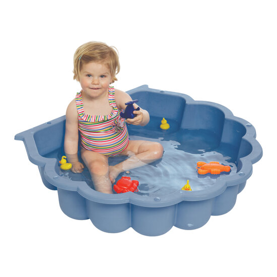 Schelp Zandbak Blauw met Deksel Kunststof