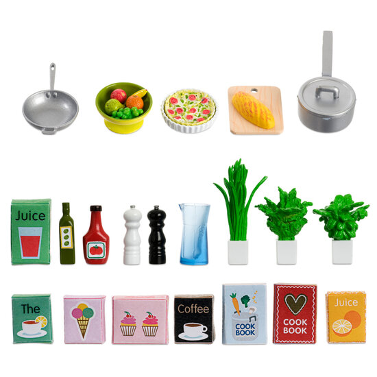 Lundby Smaland keukenaccessoires 22-delig schaal 1:18 poppenhuis