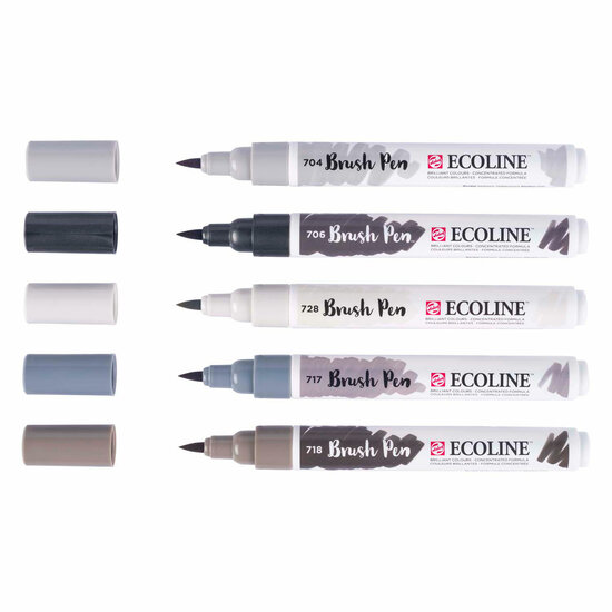 Ecoline Brush Pen set Schaduw, 5 Kleuren