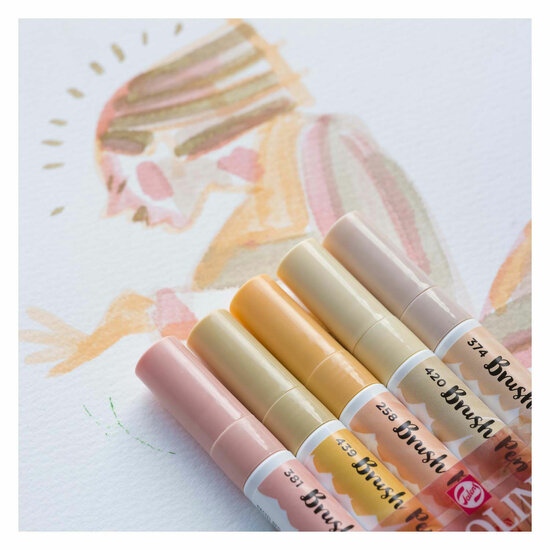 Ecoline Brush Pen set Portret, 5 Kleuren