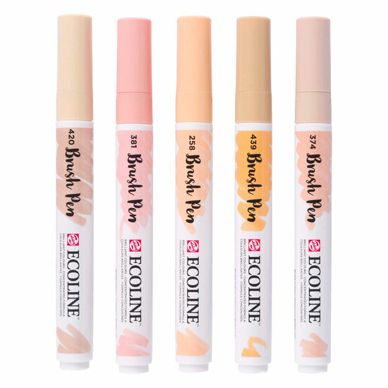 Ecoline Brush Pen set Portret, 5 Kleuren