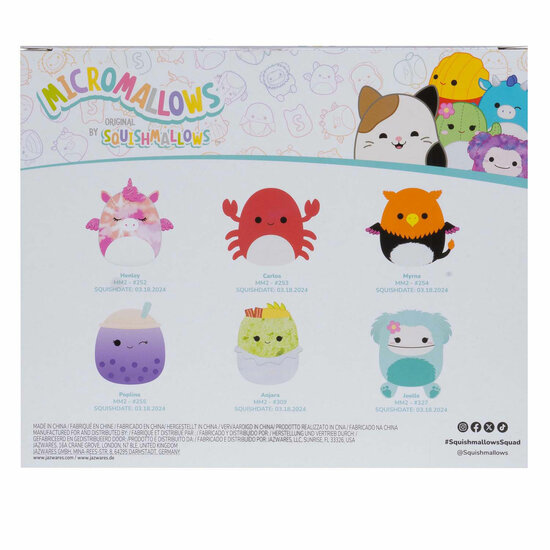 Squishmallows Knuffel Pluche Micromallows - Myrnam Henley, Carlos, Anjara, Joelle, Poplina, 6-pack