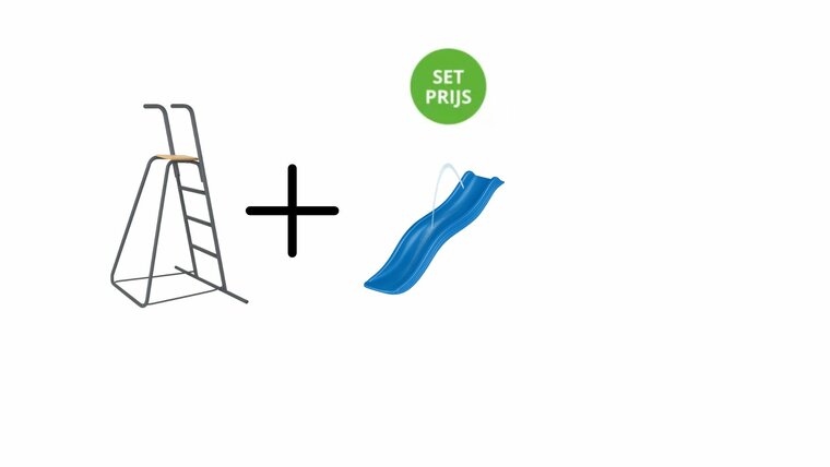 Complete glijbaanset 1,75 m met losse trap en wateraansluiting Donker Blauw