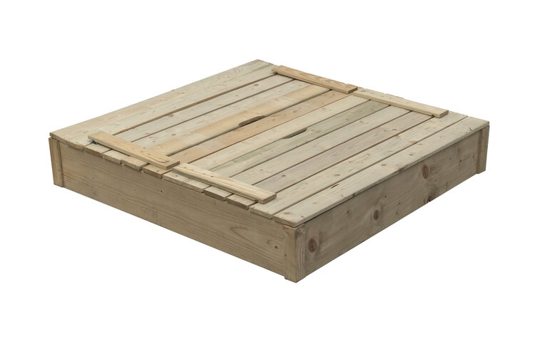 Houten zandbak 120x120 cm met zitrand - ge&iuml;mpregneerd grenenhout