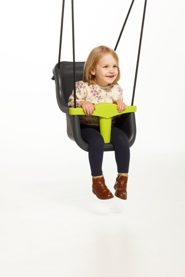 Babyzitje met veiligheidsgordel en T-bar - anthraciet/limoengroen