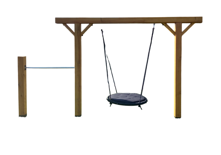 Douglashout schommel 200 cm breed met gelagerde haken en paalbescherming