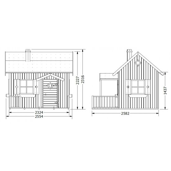 Speelhuis ge&iuml;mpregneerd hout met veranda en 3 ramen - WOODY Elodie