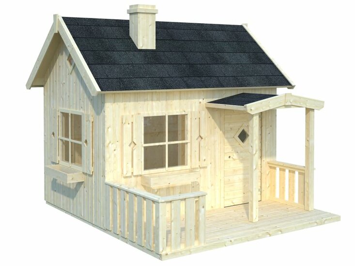 Houten speelhuis 16mm met overdekt terras WOODY Ruby Premium