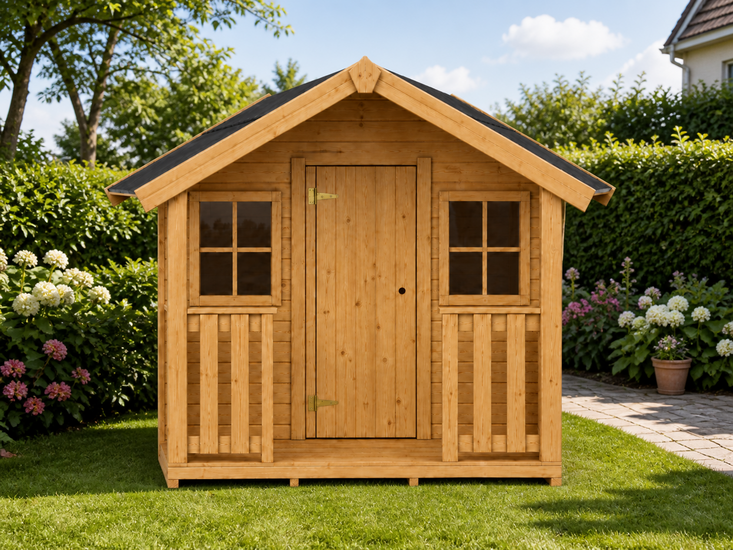 Speelhuis grenenhout 14mm met veranda 184x216cm Nova WOODY