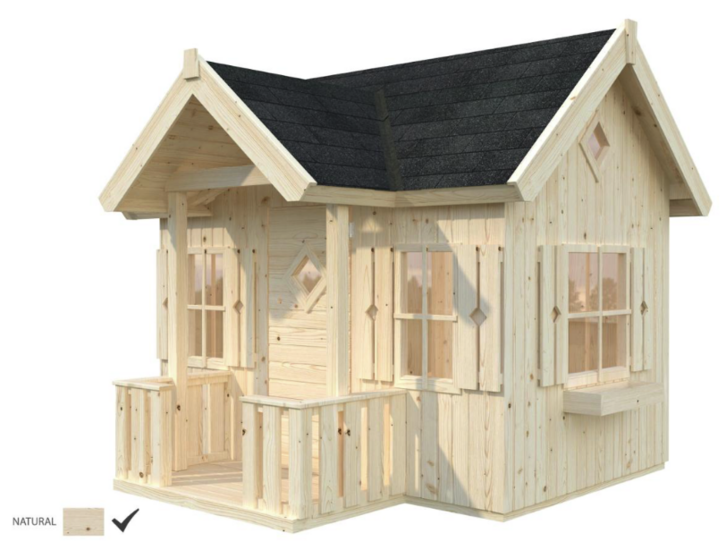 Houten speelhuis 16mm met veranda, 4 ramen en plantenbakken Faye