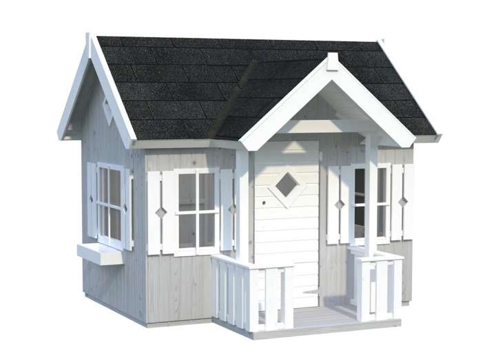 Houten speelhuis 16mm met veranda, 4 ramen en plantenbakken Faye
