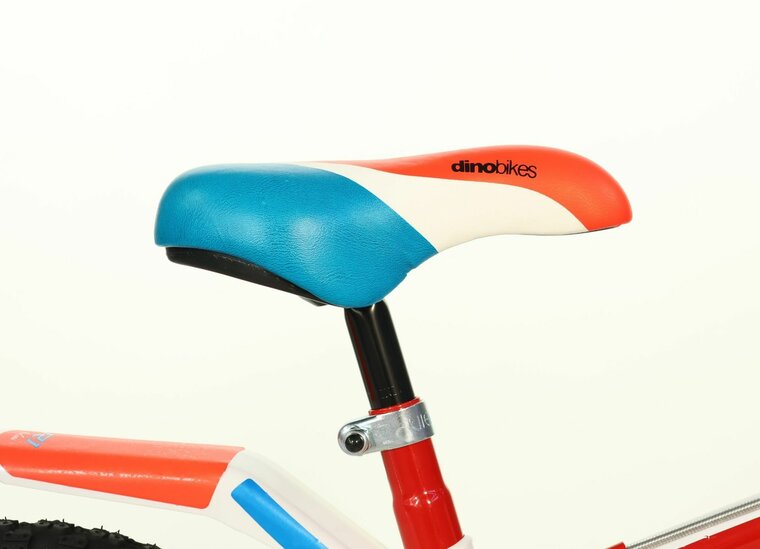 Kinderfiets 14 inch Dino Bikes R1 racethema rood/blauw/wit