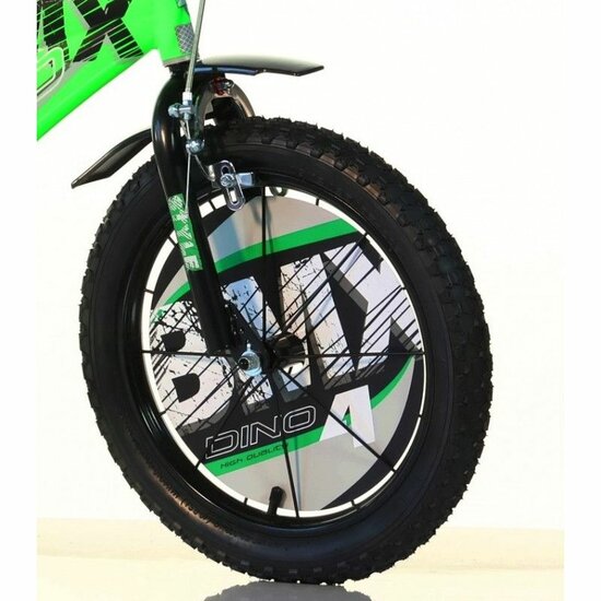 14 inch BMX kinderfiets groen met zijwieltjes Dino Bikes