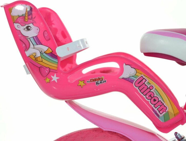 Kinderfiets 14 inch unicorn meisjes met zijwieltjes Dino Bikes