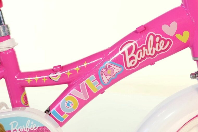 Barbie kinderfiets 12 inch roze Dino Bikes met zijwieltjes
