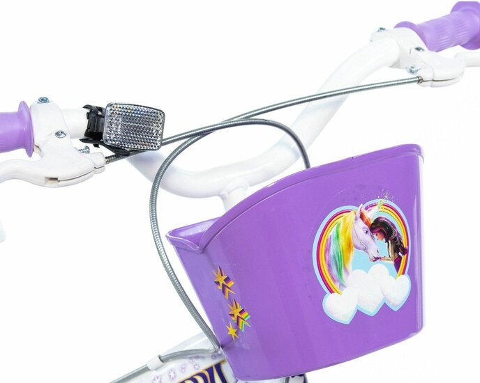 Kinderfiets 12 inch Dino Bikes Unicorn Academy met zijwieltjes