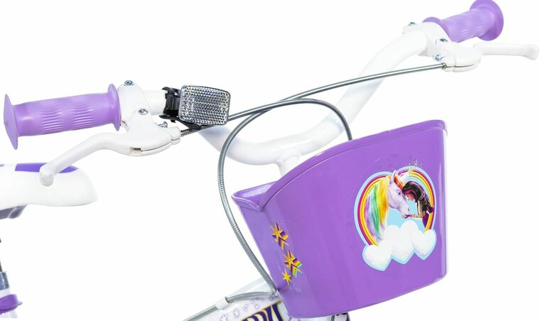 Dino Bikes kinderfiets 14 inch Unicorn Academy met zijwieltjes