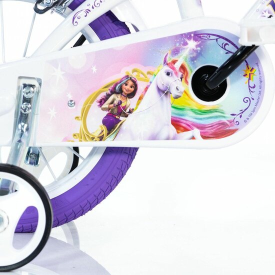 Dino Bikes kinderfiets 16 inch Unicorn Academy met zijwieltjes