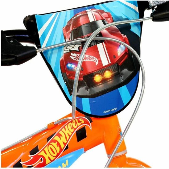 Kinderfiets 14 inch Hot Wheels Dino Bikes met zijwieltjes oranje