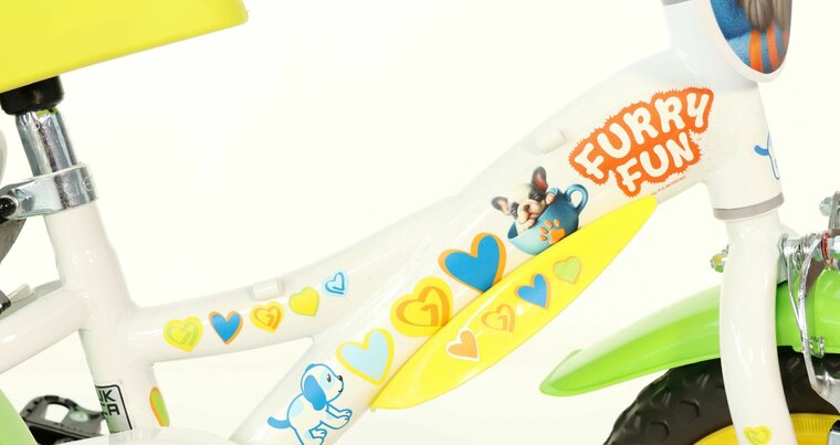 Kinderfiets 12 inch Dino Bikes Furry Fun met zijwieltjes