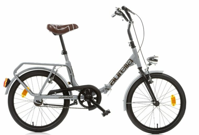 Vouwfiets 20 inch staal met V-brake en verlichting, grijs