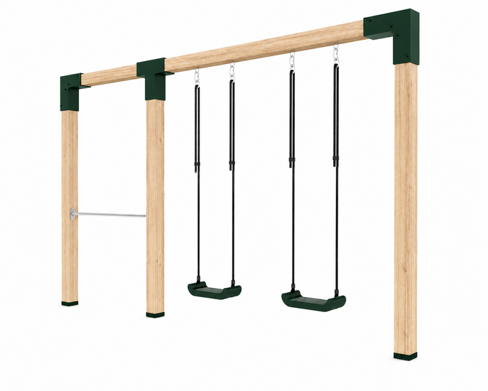 Houten schommel Douglas | Anna 400cm - RVS duikelstang