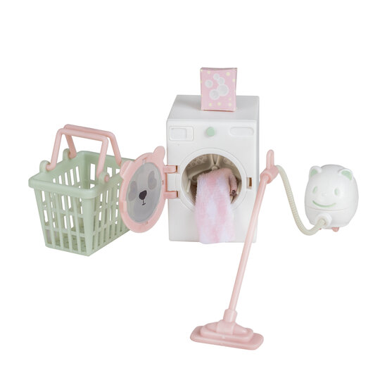 Lundby schoonmaakset poppenhuis - wasmachine, stofzuiger en wasmand