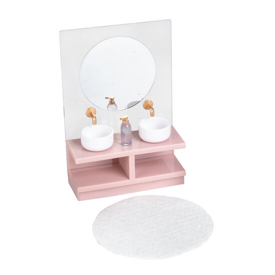 Lundby poppenhuis badkamer set met wastafel, spiegel en toilet