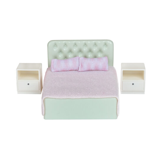 Lundby poppenhuis slaapkamer basisset met bed en nachtkastjes