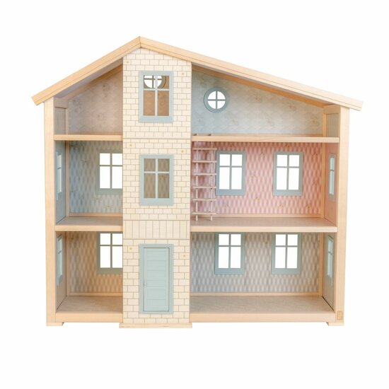 Houten poppenhuis Lundby Wonder 3 verdiepingen met trappen 66cm