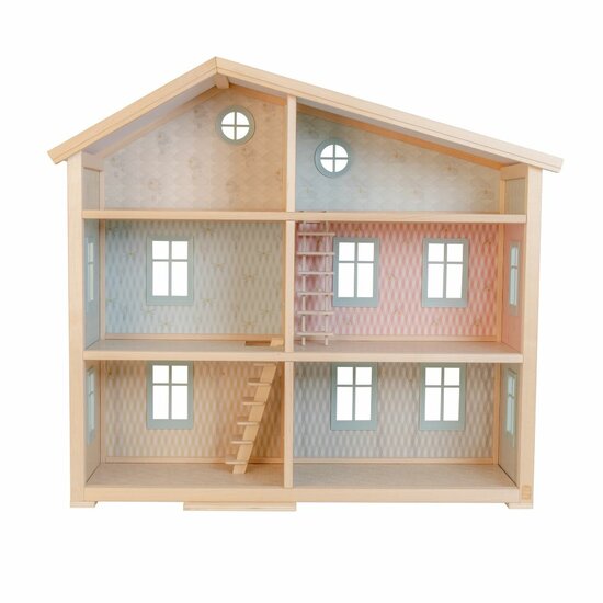 Houten poppenhuis Lundby Wonder 3 verdiepingen met trappen 66cm
