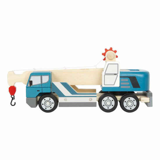Small Foot -  Houten Kraanwagen Blauw met Pallet