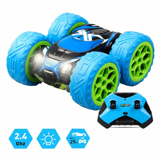 Exost RC 360 Cross MX Bestuurbare Stuntauto Blauw/Groen - 12 km/u