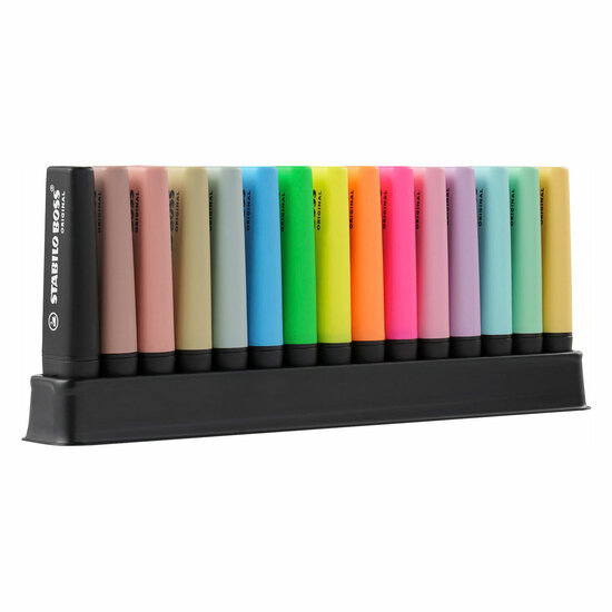 STABILO BOSS Original Pastel &amp; NatureCOLORS Markeerstiften Bureau Set - 15dlg.