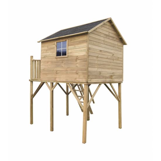 Speelhuis op poten met balkon en trap - WOODY Jinthe XL
