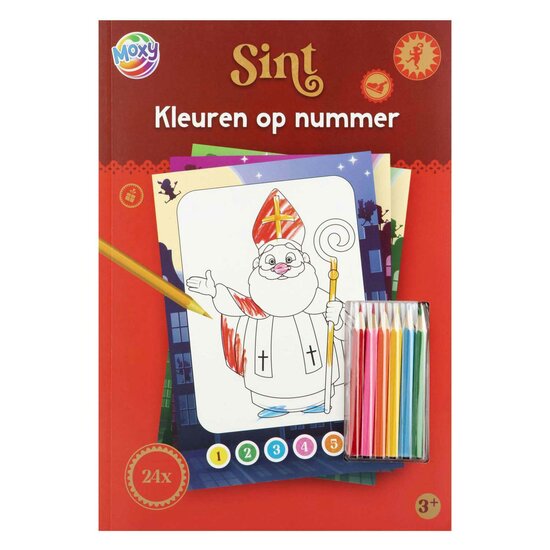 Sinterklaas Kleuren op Nummer met 6 Potloden