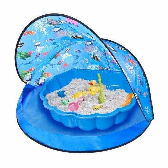 Schelp zandbak met UV-tent 87x78cm en opbergtas vanaf 18 mnd