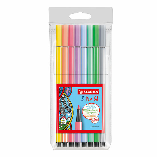 STABILO Pen 68 Pastel - Viltstift - Set Met 6 Stuks