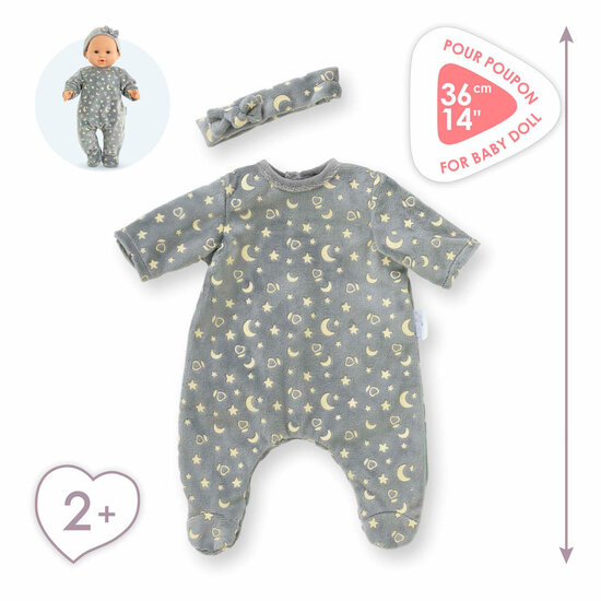 Corolle Poppen Pyjama Glitter in het Donker en Haarband, 36cm