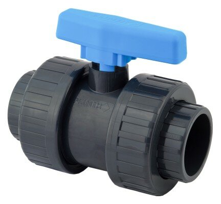 PVC kogelkraan 20mm met dubbele wartel en blauwe hendel