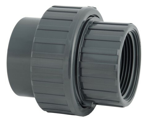 PVC koppeling 50mm lijm x 1 1/2" binnendraad, 10 bar, W'eau